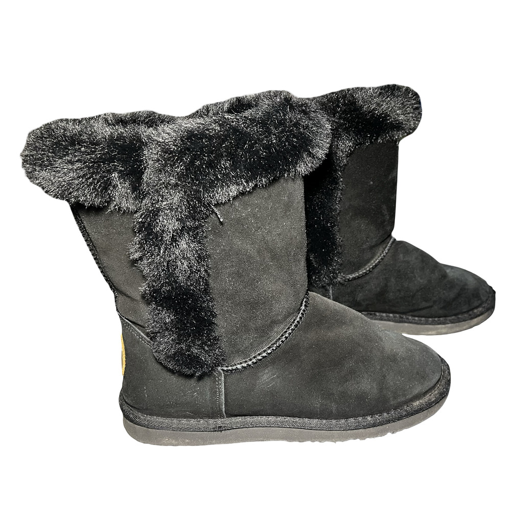 Lamo Boots Womens Size‎ 8 Black Camelia Suede Faux Fur Lined Sheepskin Winter